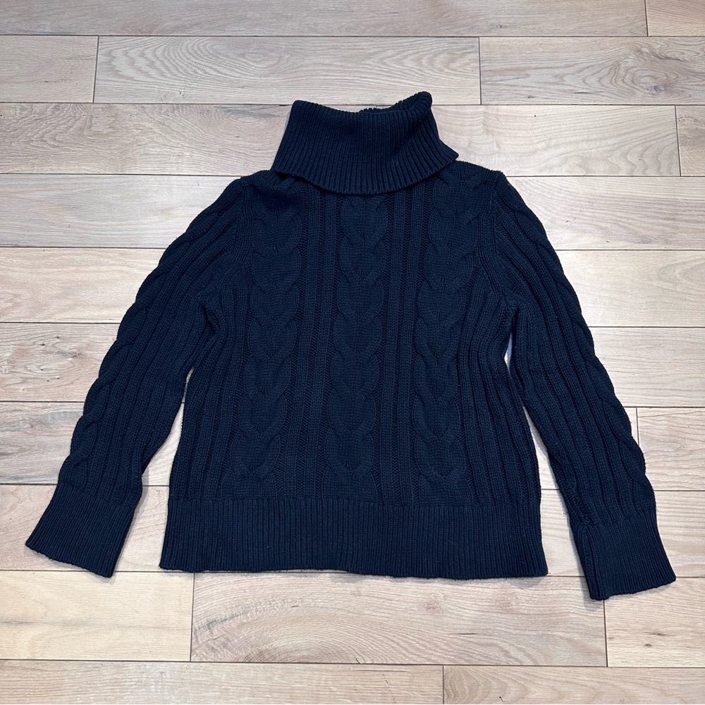 Banana Republic Black Cable Knit Turtleneck Sweater